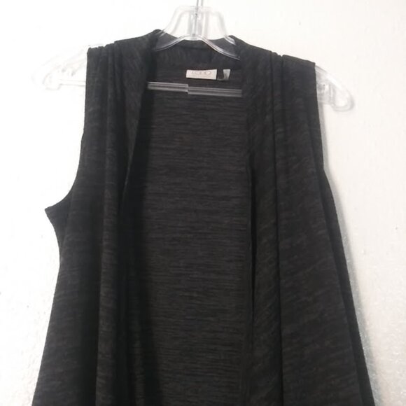 Logo by Lori Goldstein women's size S gray marbled sleeveless cardigan sweater - Picture 2 of 13